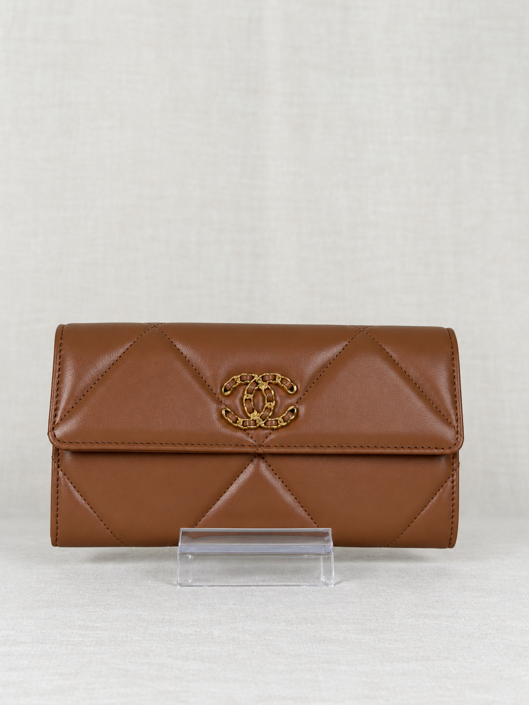 CHANEL Caviar Quilted 19 Flap Wallet- Tan