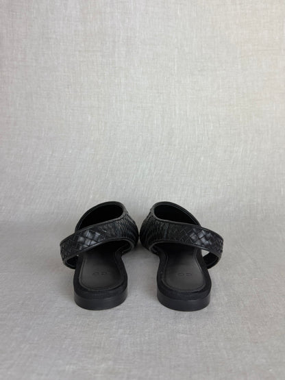 Co Black Woven Asymmetrical Slingback Flats Size 37.5