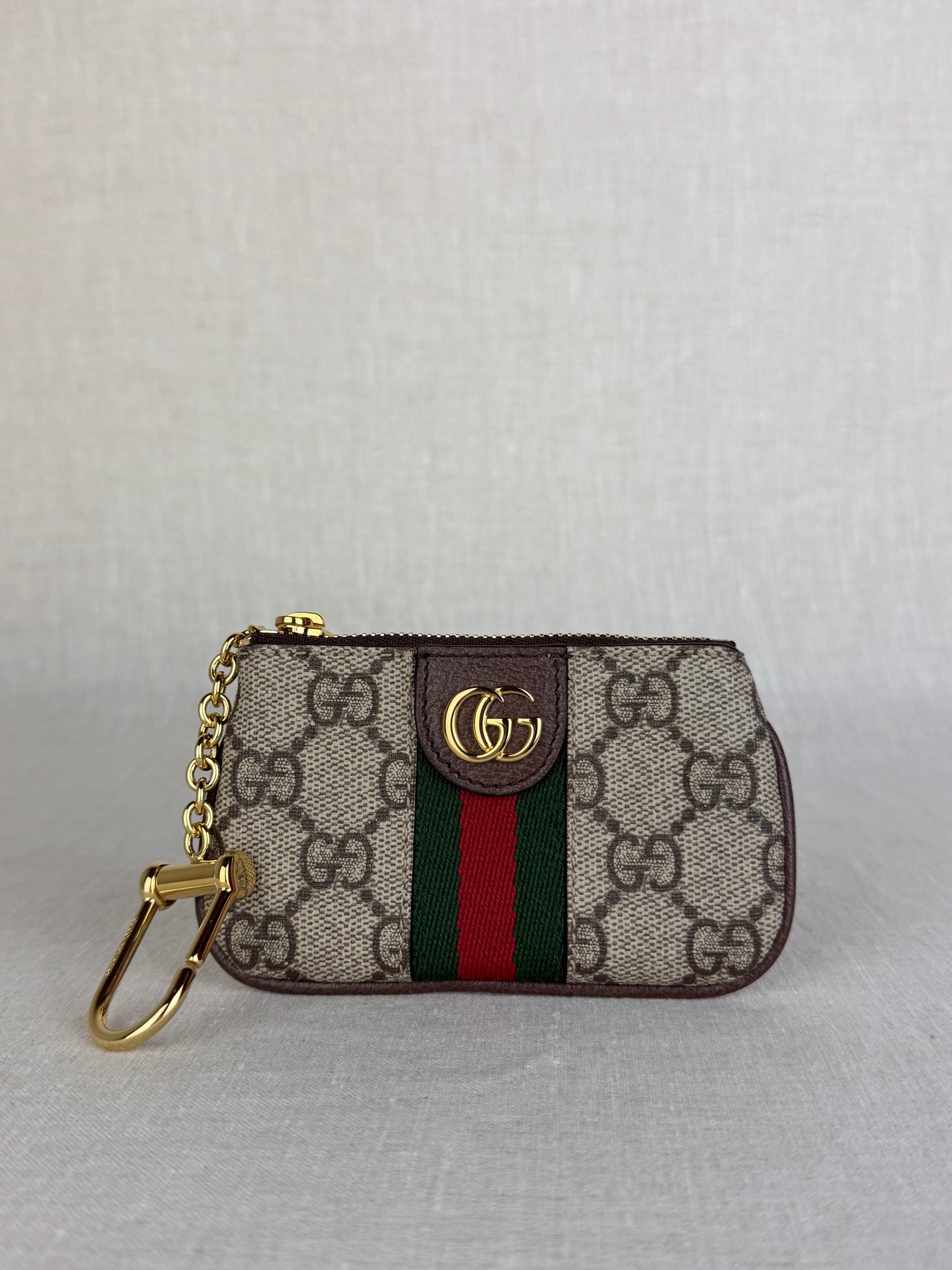 Gucci Brown Ophidia Zip Key Pouch