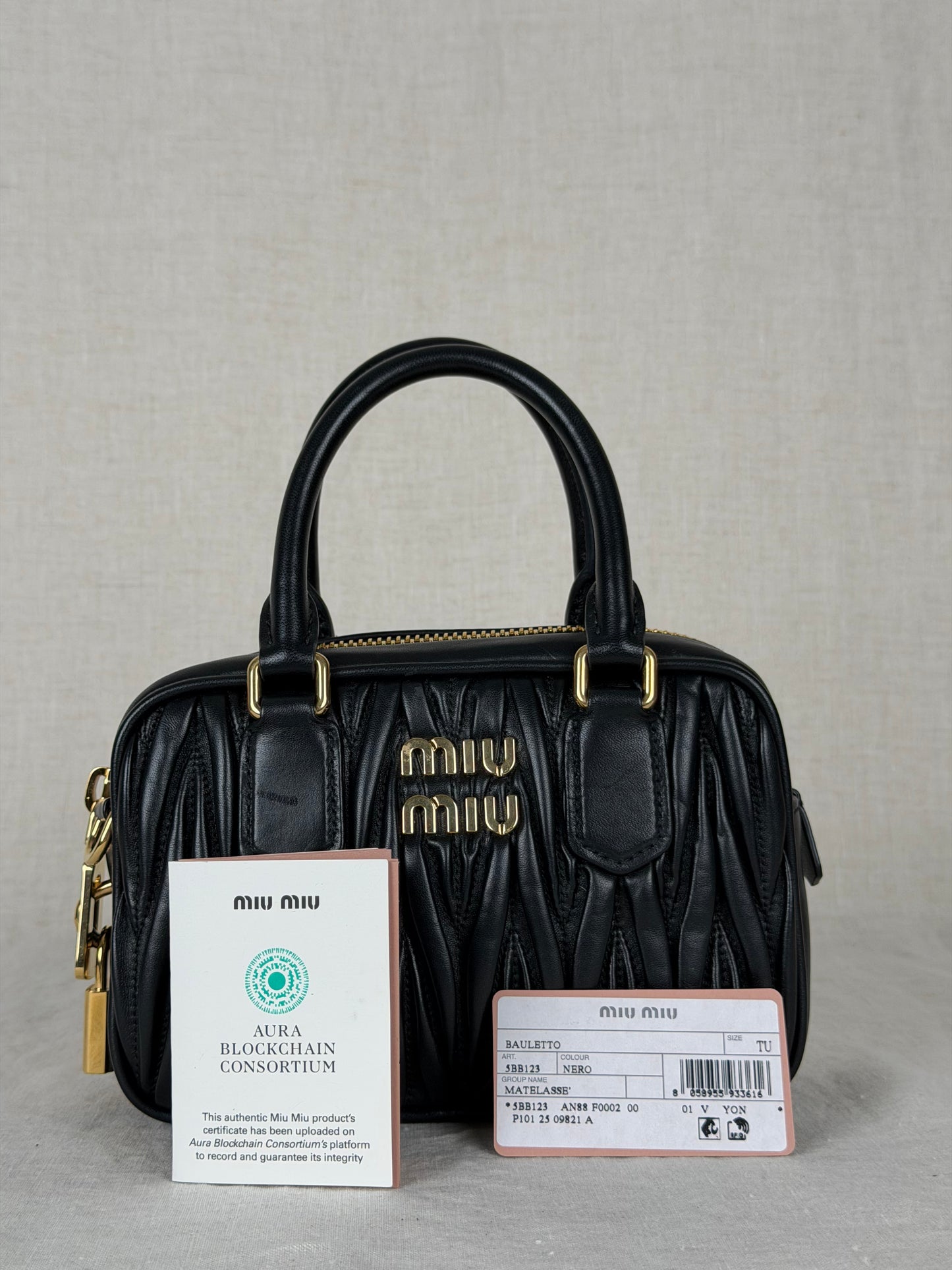 Miu Miu Baulette in Pelle Maelasse MSRP $3150- Black