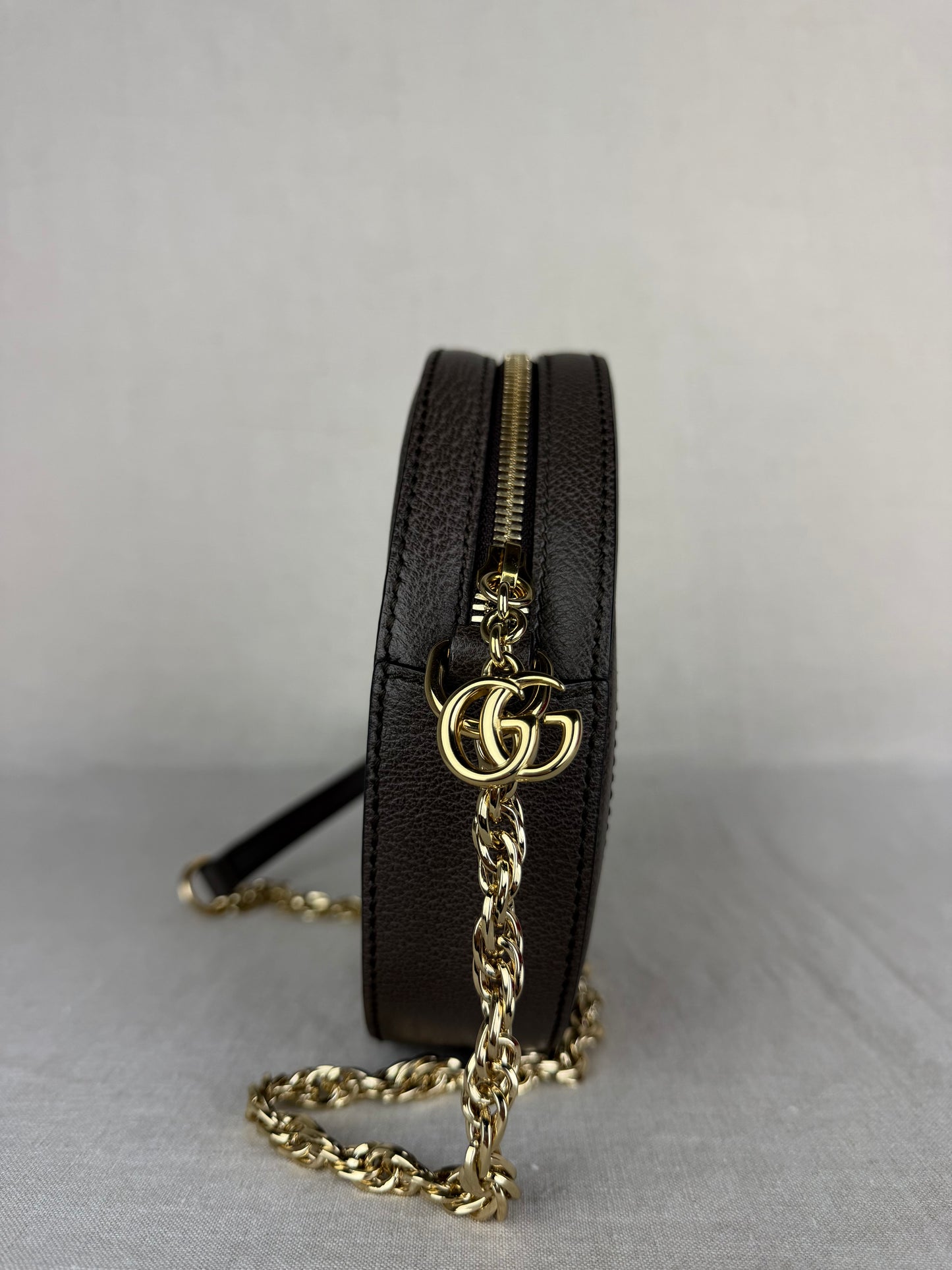 Gucci Round Monogram Ophidia with Gold Tone Hardware