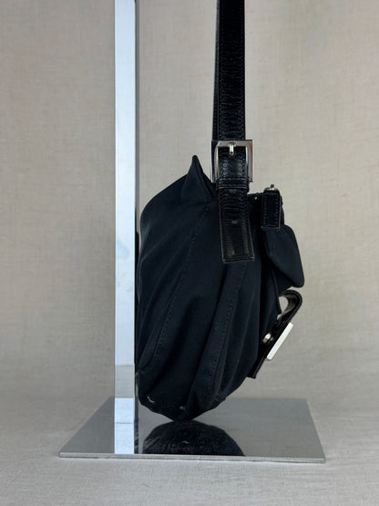 Fendi Cloth Baguette- Black and Sliver