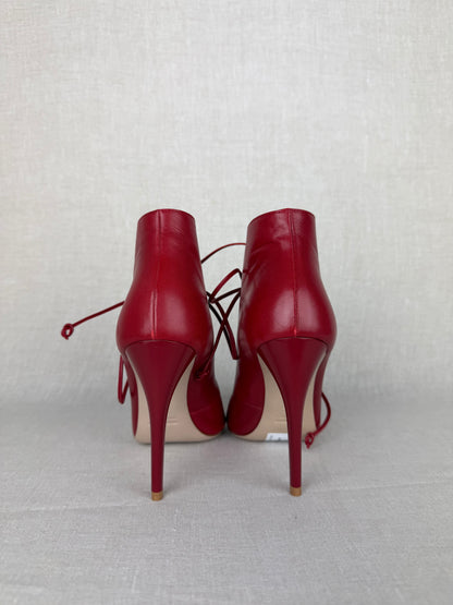 Miu Miu Lace Up Stiletto Red Boot Size 36.5