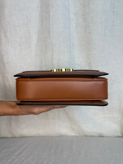 Celine Triomphe Crossbody Bag Monogram Canvas with Tan Calfskin Leather Trim