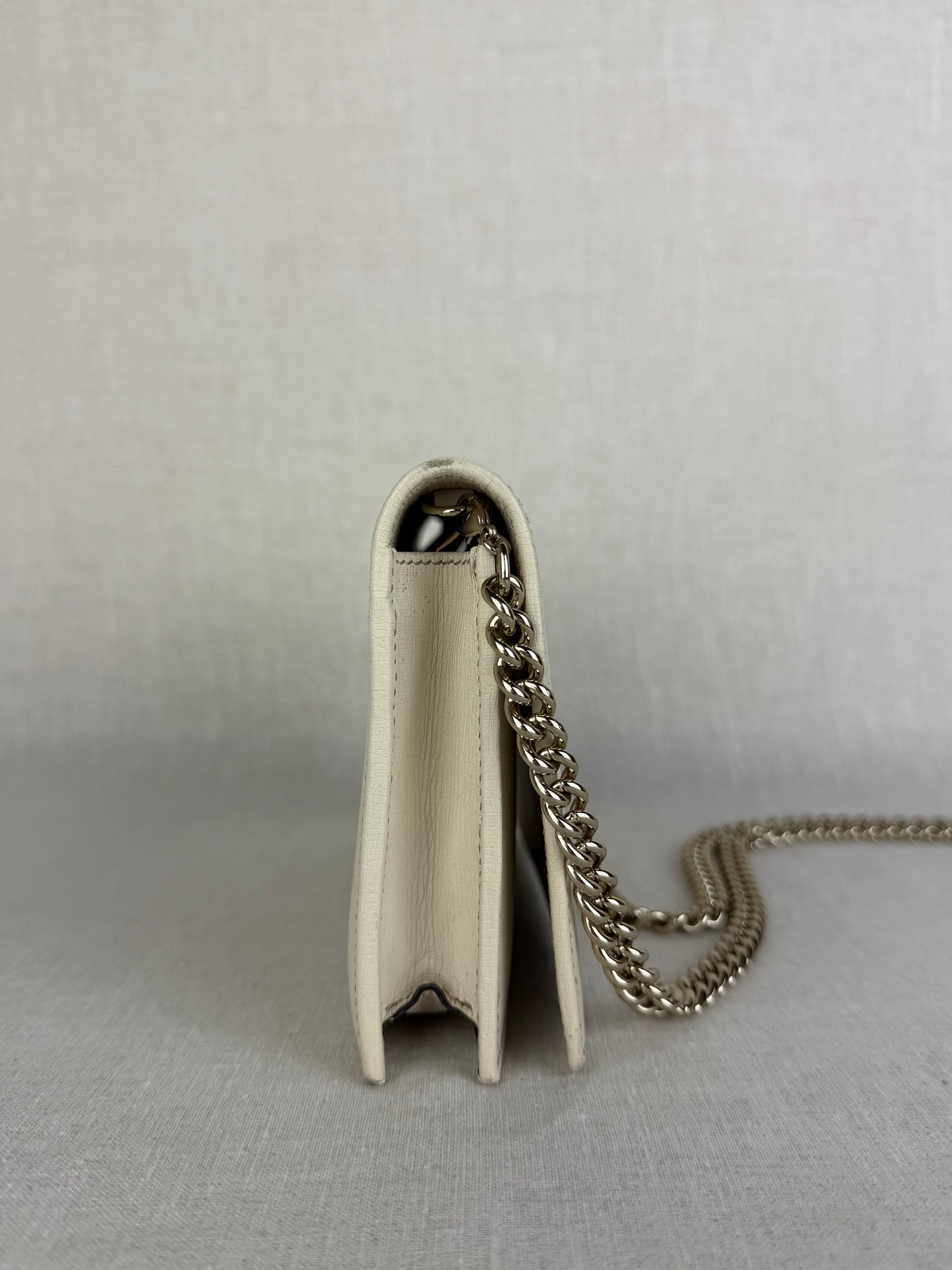 Gucci Cream Wallet on a Chain with Silver Hardware