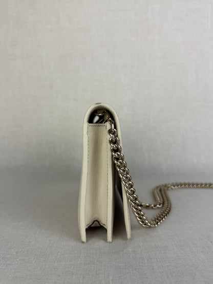 Gucci Cream Wallet on a Chain with Silver Hardware