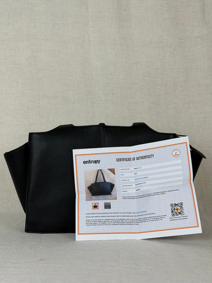 Celine Pebbled Calfskin Tri-Fold Tote Bag- Black