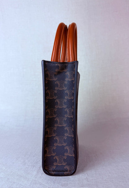 Celine Mini Vertical Monogram Cabas- Brown