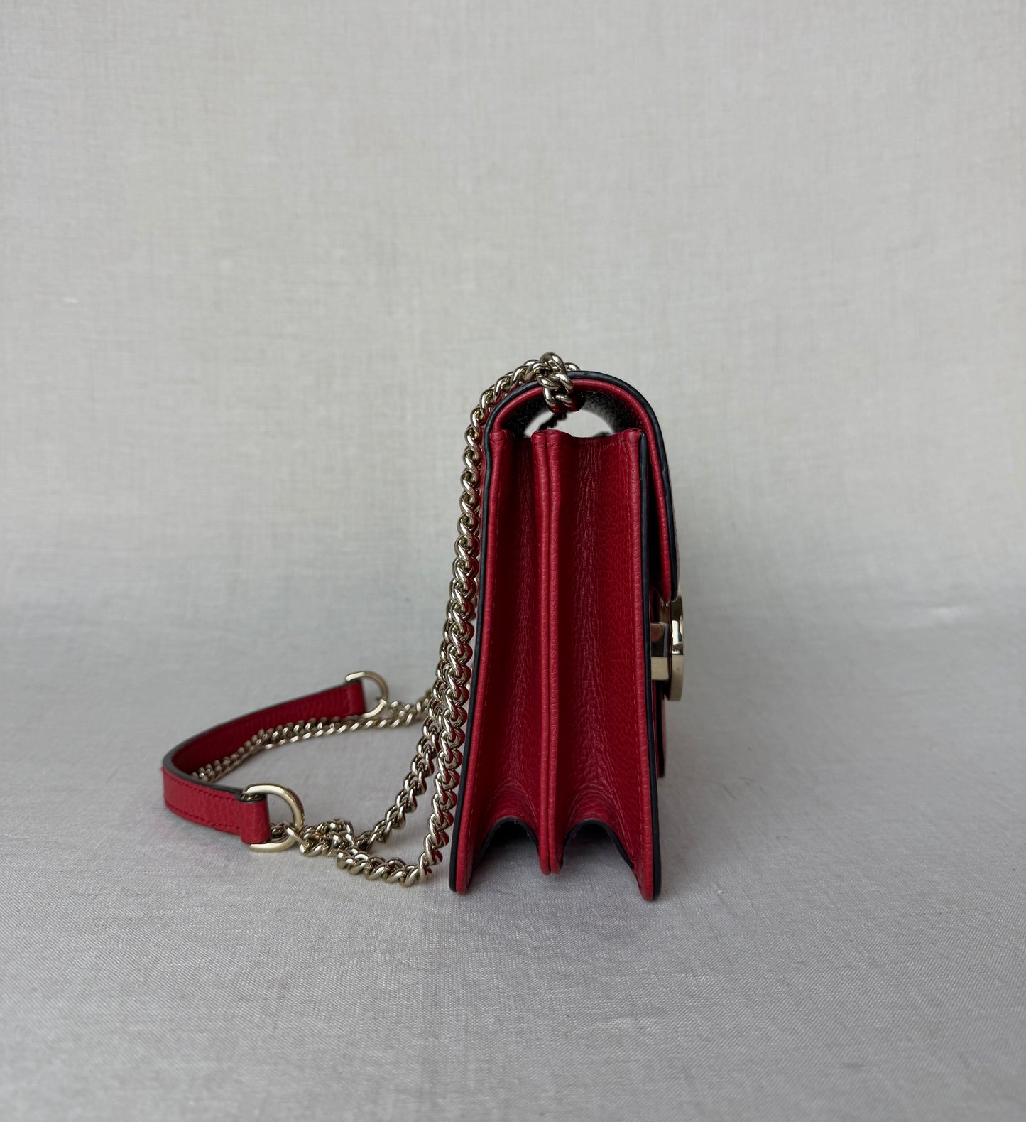Gucci Dollar Calfskin Interlocking GG Bag- Red
