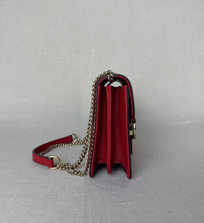 Gucci Dollar Calfskin Interlocking GG Bag- Red