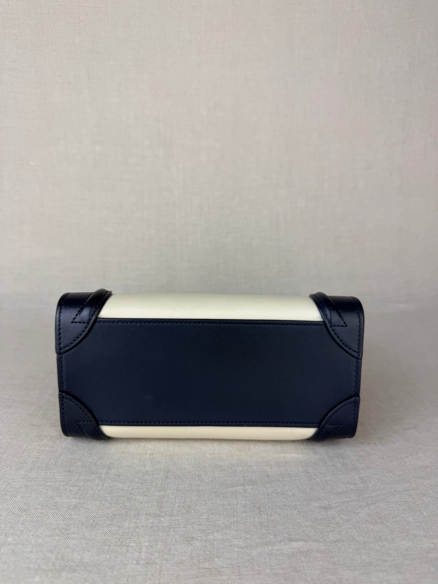 Celine Nano Tri-Color Luggage Tote- Cream/Navy/Tan