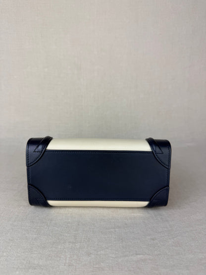 Celine Nano Tri-Color Luggage Tote- Cream/Navy/Tan