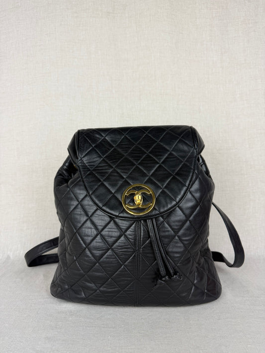 Chanel Quilted CC Backpack Black