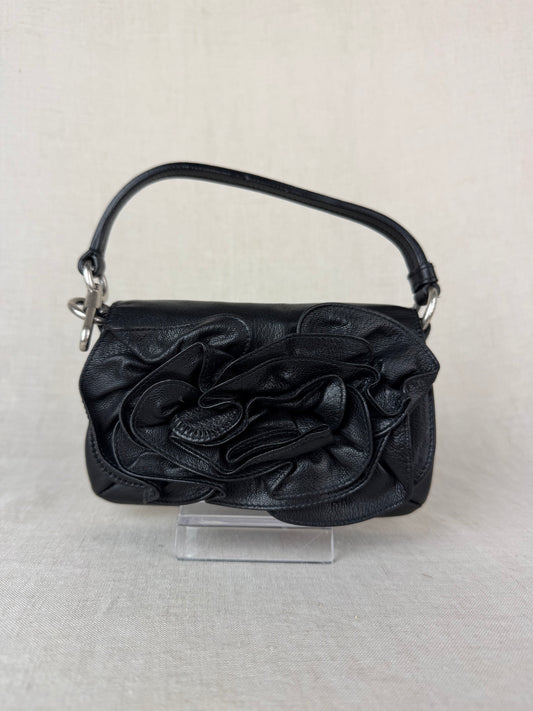 Saint Laurent Leather Rose Mini Top Handle-Black