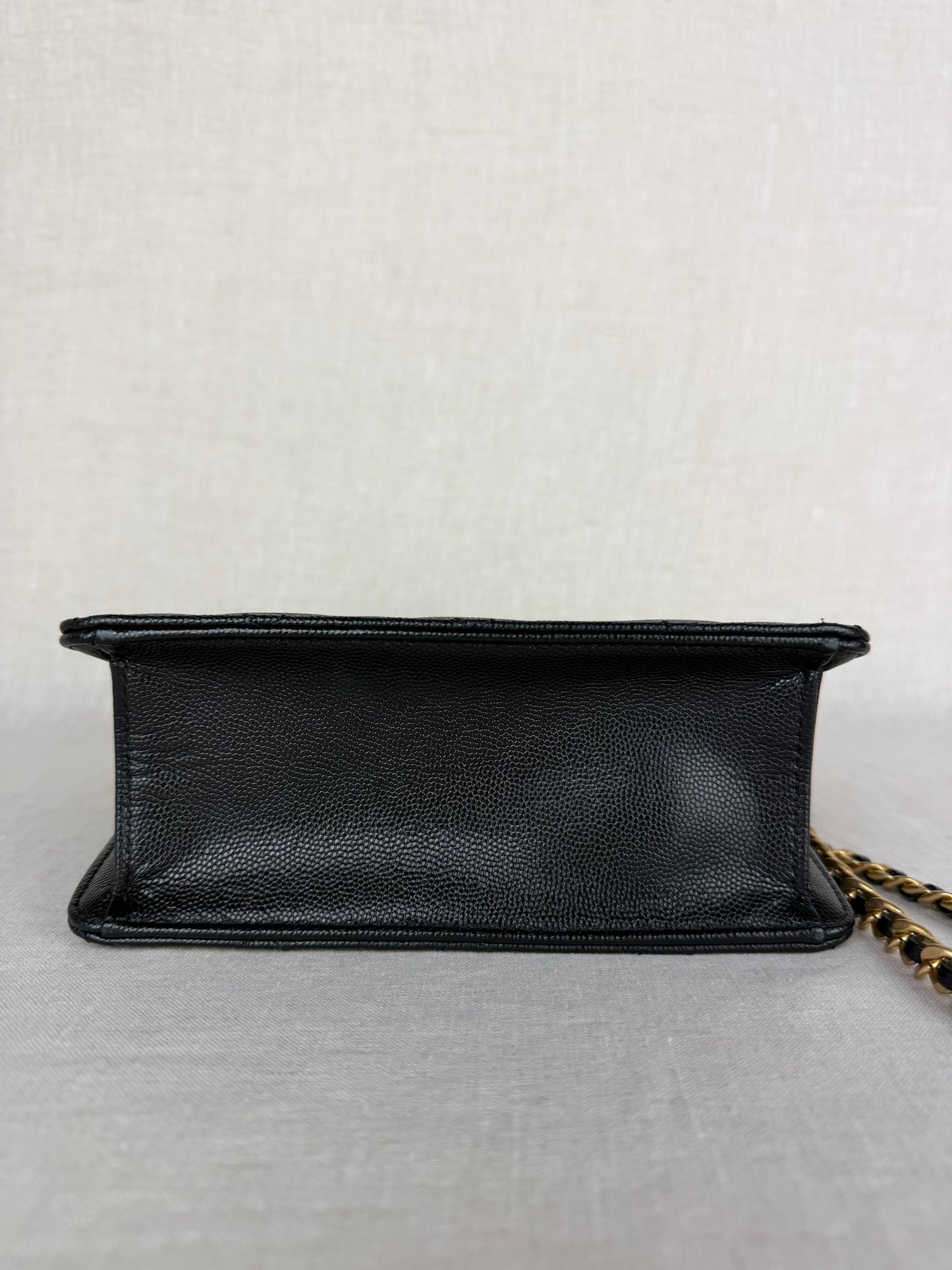 Chanel 2023 Top Chain Vertical Flap Crossbody- Black Caviar Leather