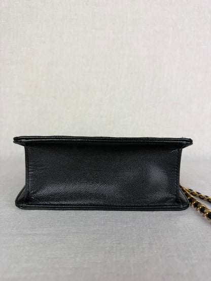 Chanel 2023 Top Chain Vertical Flap Crossbody- Black Caviar Leather