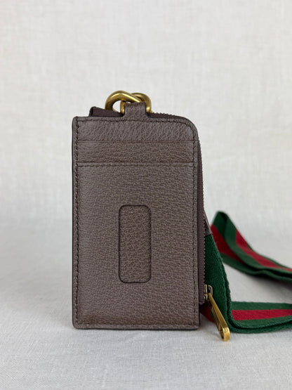 Gucci Brown Ophidia Card Case with Lanyard