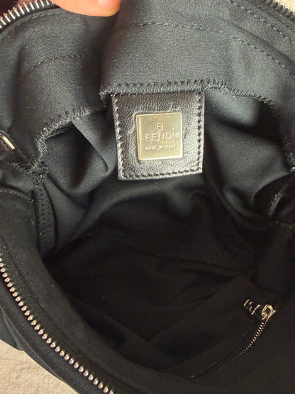 Fendi Cloth Baguette- Black and Sliver