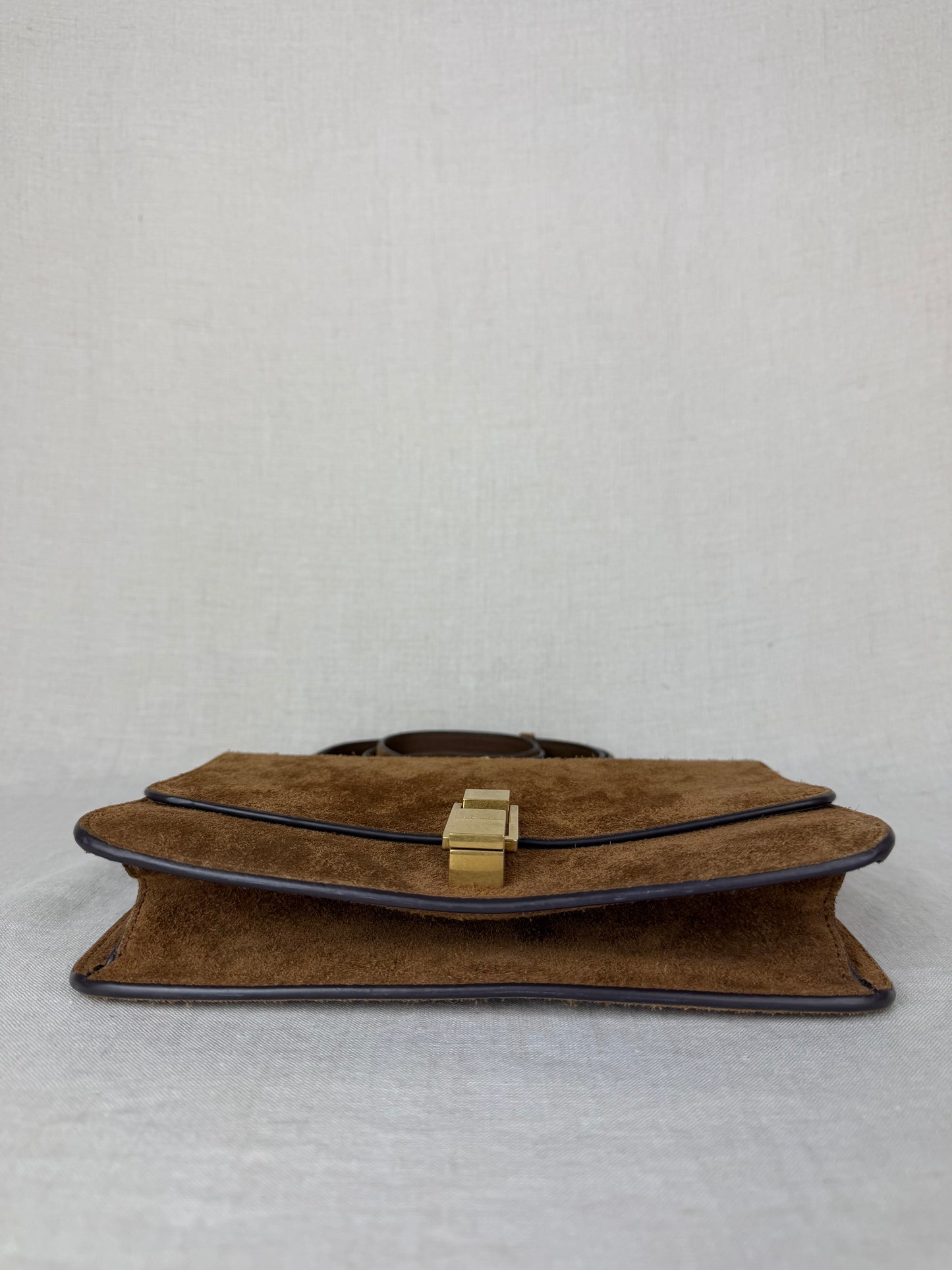 Saint Laurent Carre' Satchel Crossbody MSRP $2900- Brown Suede