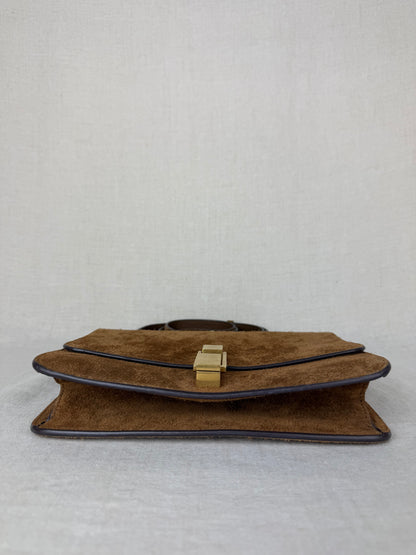 Saint Laurent Carre' Satchel Crossbody MSRP $2900- Brown Suede