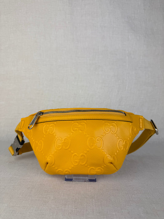 Gucci GG Embossed Belt Bag- Yellow