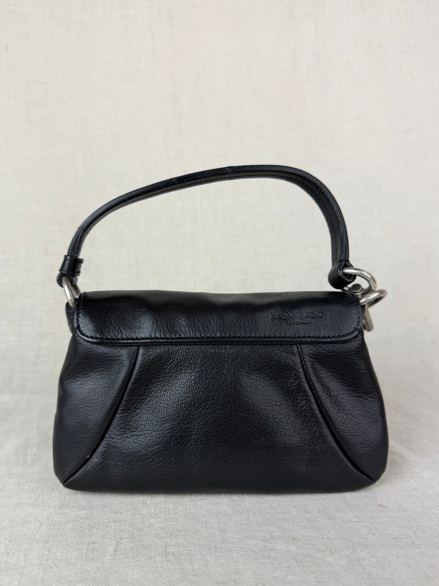 Saint Laurent Leather Rose Mini Top Handle-Black