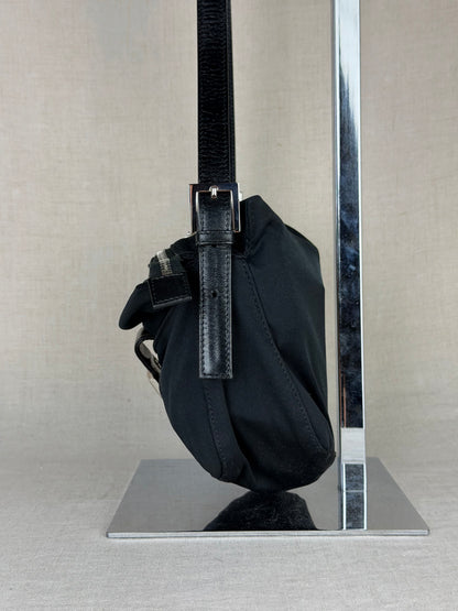 Fendi Cloth Baguette- Black and Sliver
