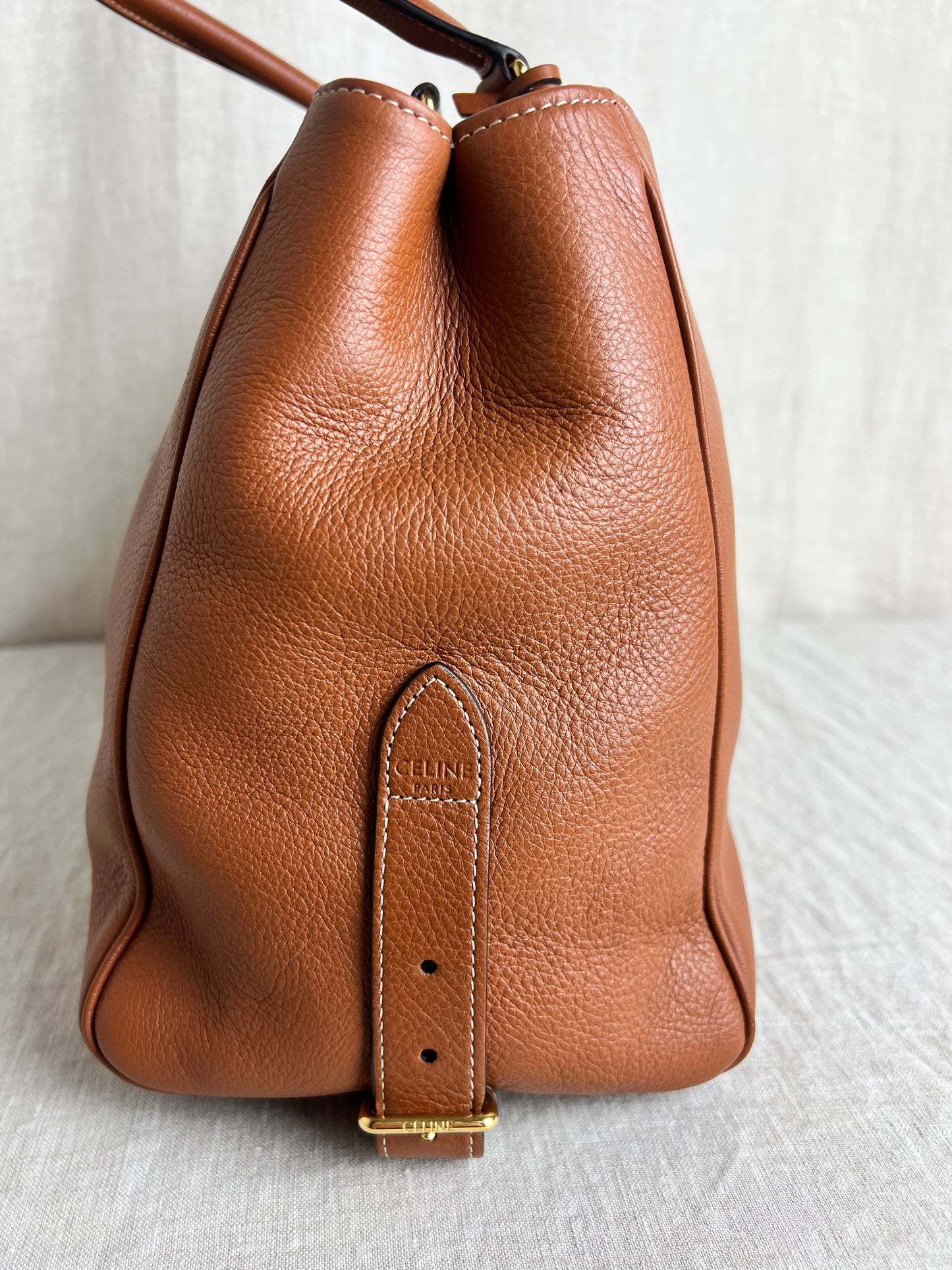 Celine Appoline Shoulder Bag in Brown Calfskin with Gold Hardware