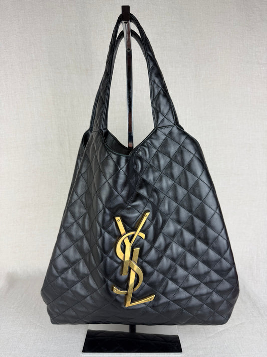 Saint Laurent Icare Quilted Maxi Shopping Tote- Black