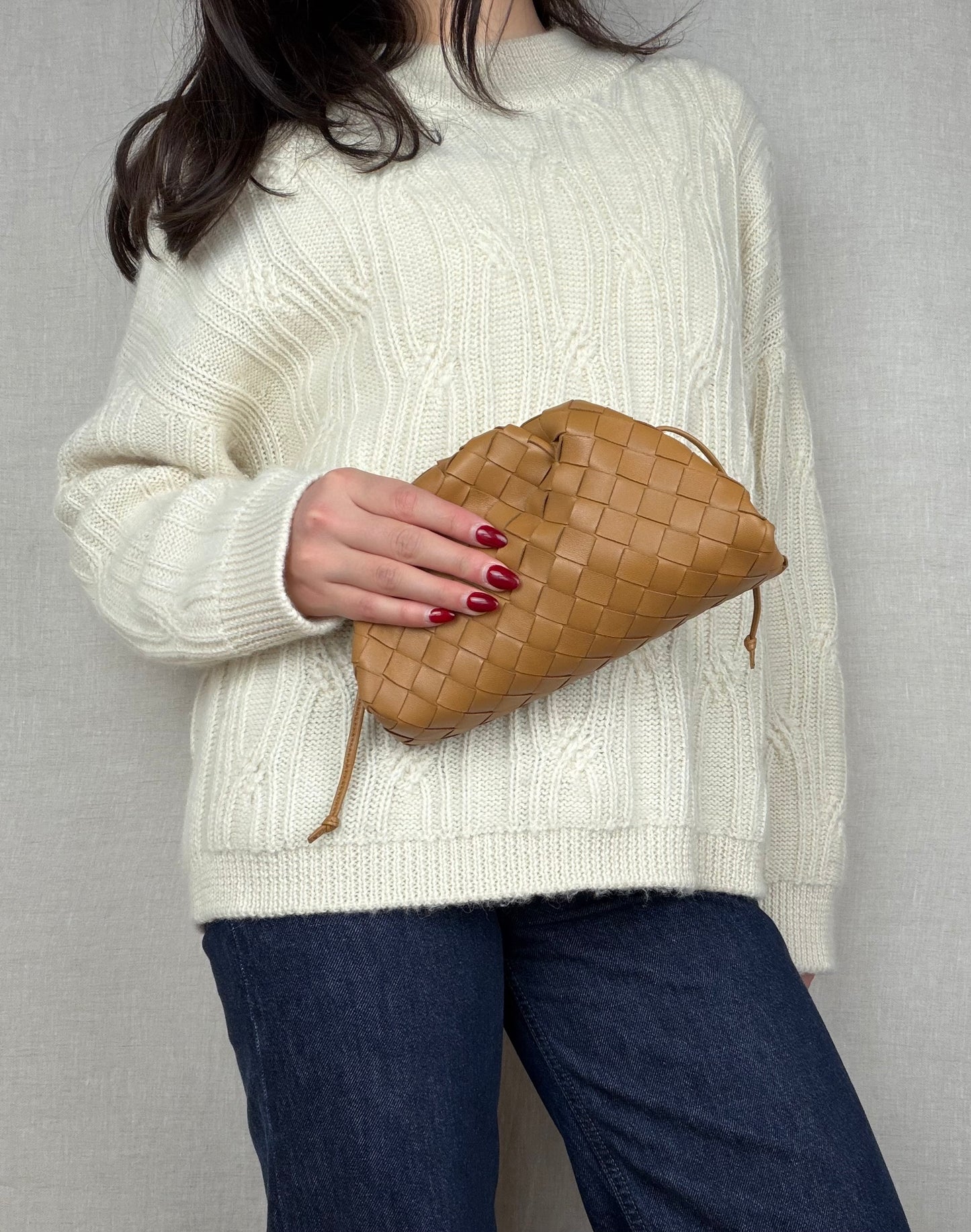 Bottega Veneta Intrecciato Pouch in Caramel