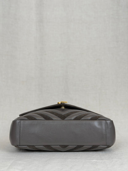 Saint Laurent College Bag Suede & Leather- Grey