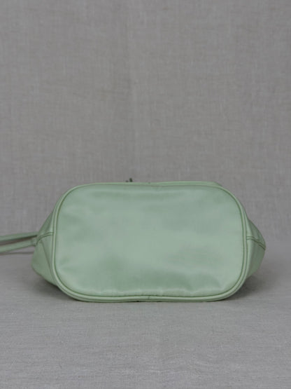 Prada Leather Nylon Bucket Bag - Green