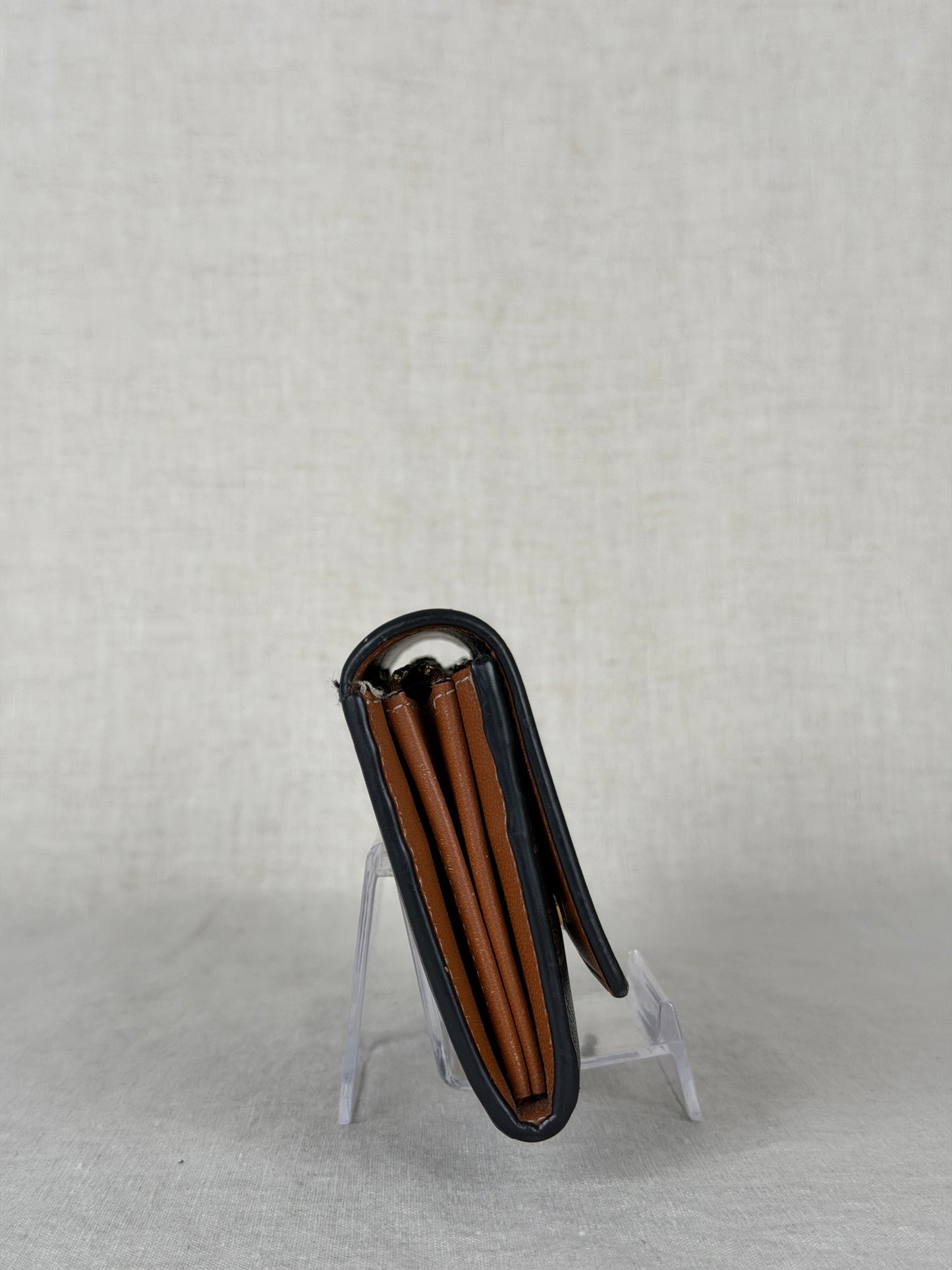 Celine Triomphe Coated Canvas Flap Wallet- Brown