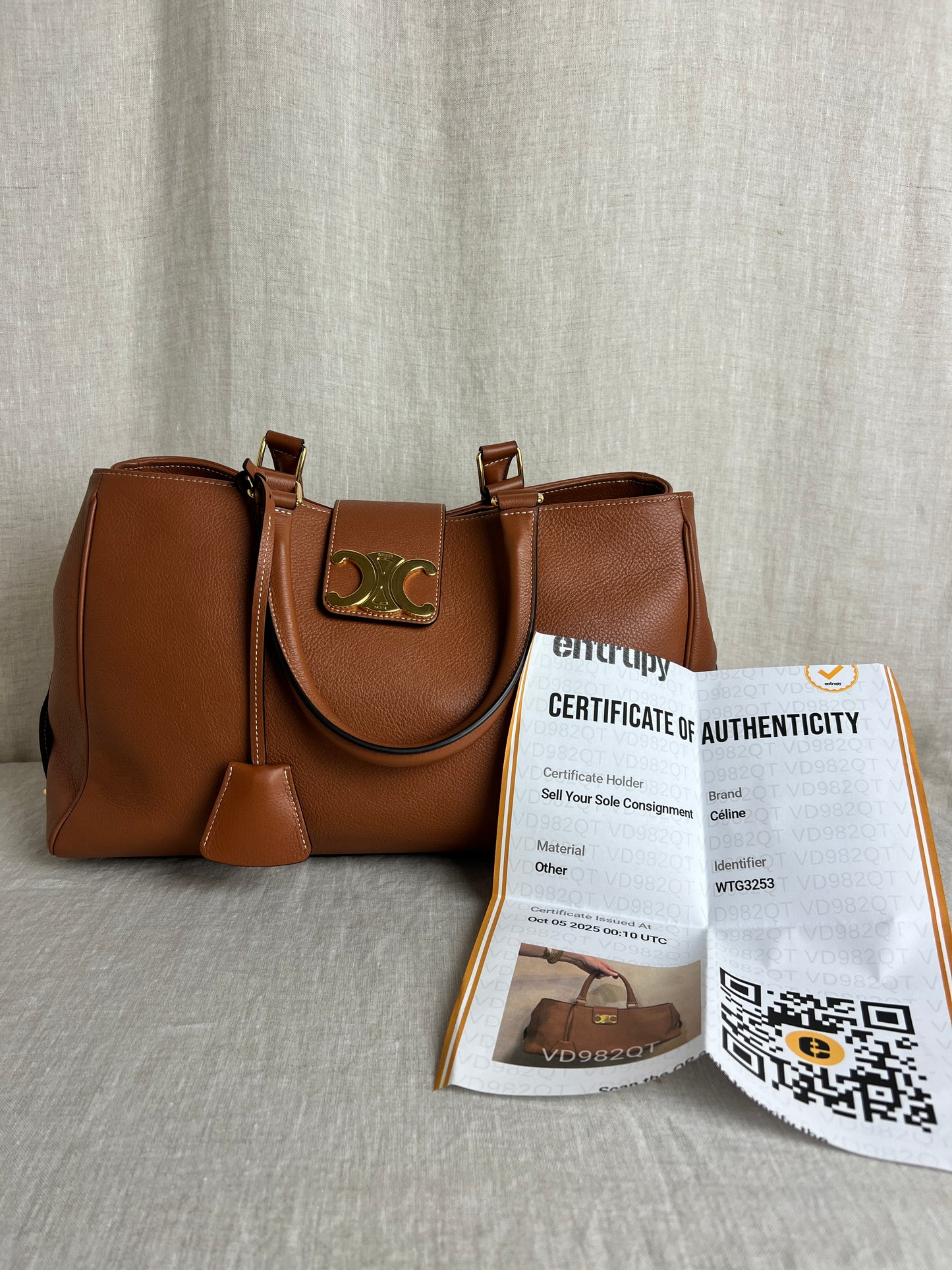 Celine Appoline Shoulder Bag in Brown Calfskin with Gold Hardware