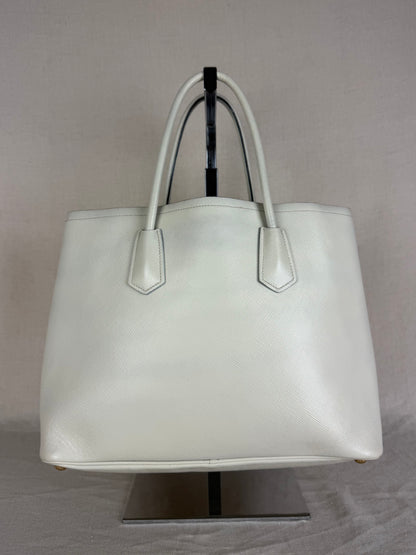Prada Top Handle Leather Tote- Cream