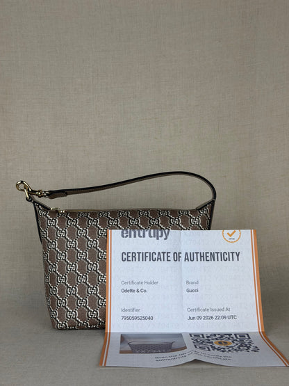 Gucci- GG Shadow Monogram Super Mini Ophidia- Taupe