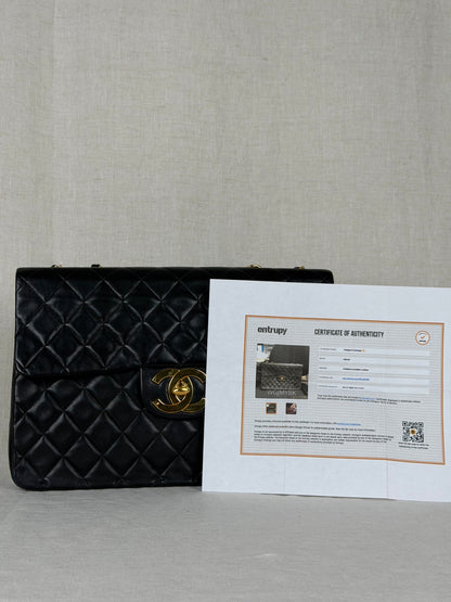 Chanel 1991-1994 Vintage Maxi Jumbo Single Flap - Black