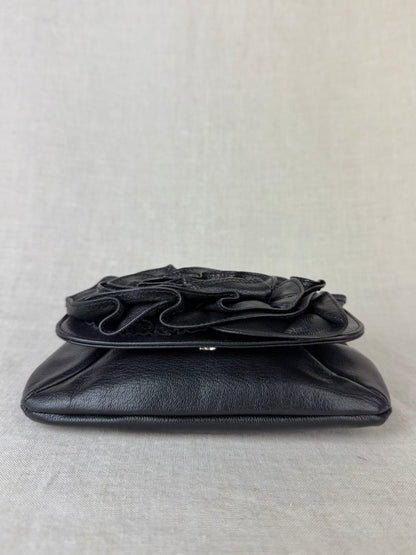 Saint Laurent Leather Rose Mini Top Handle-Black