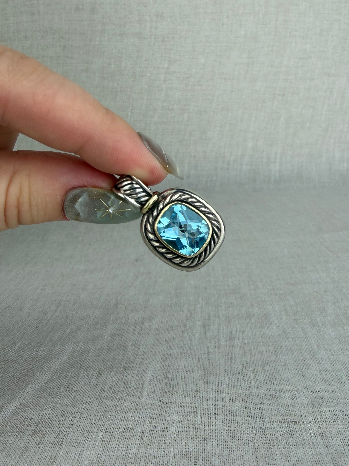 David Yurman Sterling Silver Blue Topaz Albion Pendant