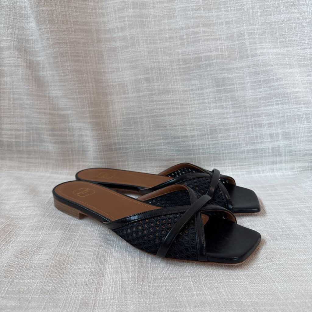 MALONE SOULIERS, Black and Tan Mesh Sandals, 37