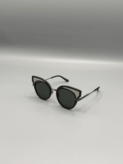 BOTTEGA VENETA, Cat Eye Sunglasses with Mirror Detail, Black