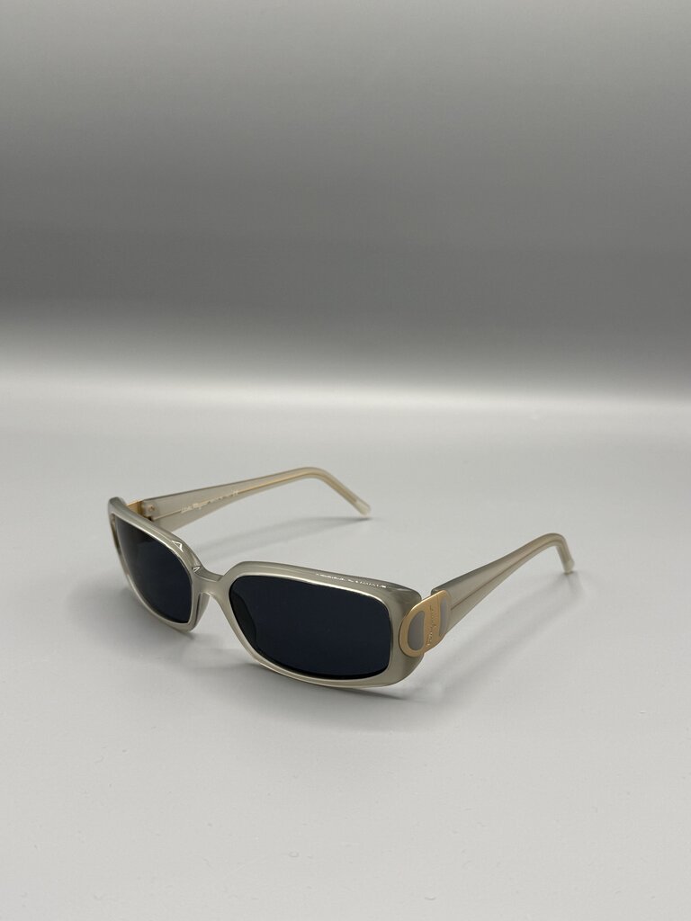 SALVATORE FERRAGAMO, Oval Sunglasses, Transparent Grey with Gold Trim