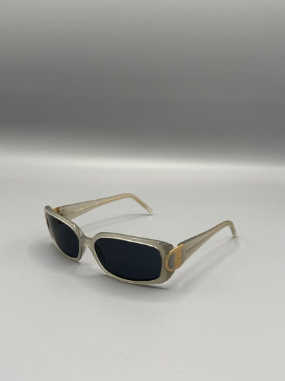 SALVATORE FERRAGAMO, Oval Sunglasses, Transparent Grey with Gold Trim