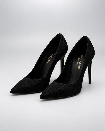 SAINT LAURENT, Textured Leather Stiletto, 37