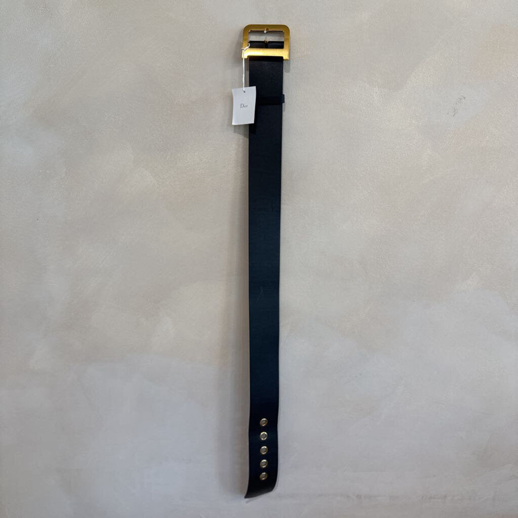 DIOR, Black Belt Logo "D" Gold Hardware, 70