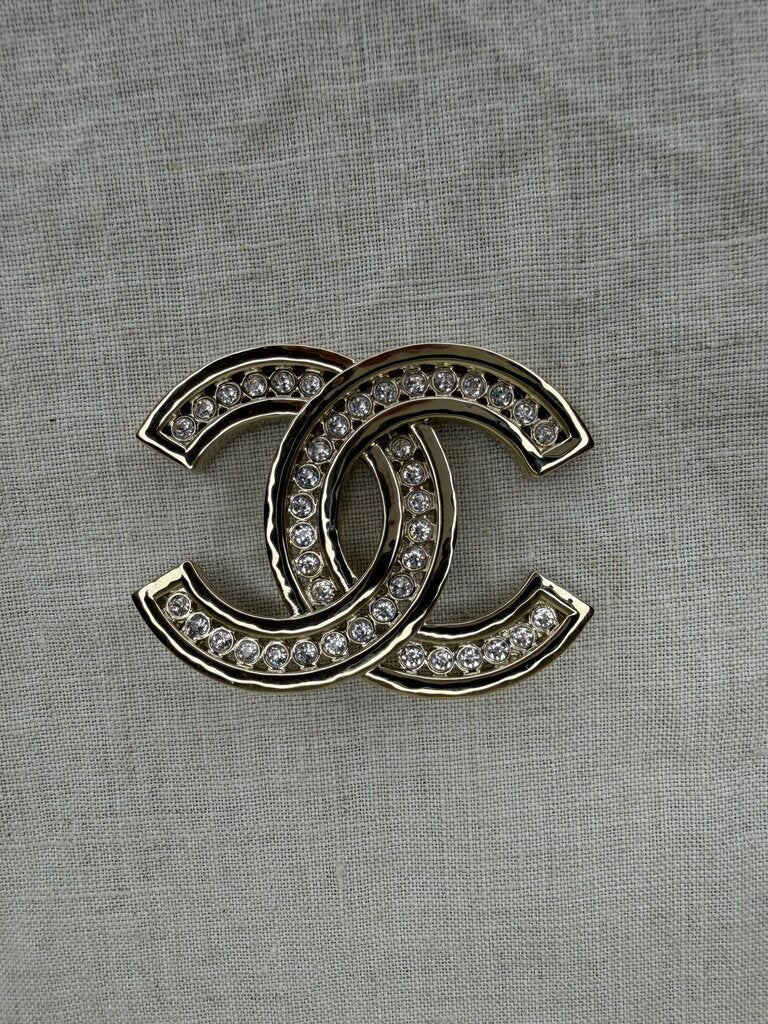 Gold Interlocking CC Rhinestones