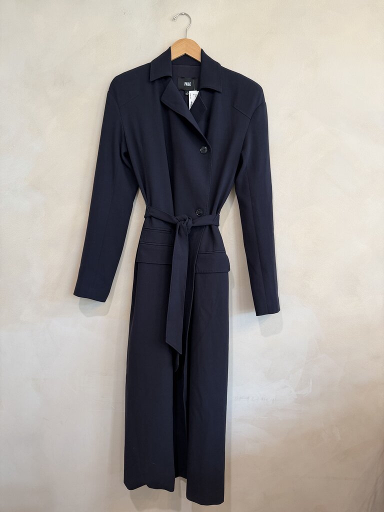 PAIGE, Navy Maxi Coat, Size 6