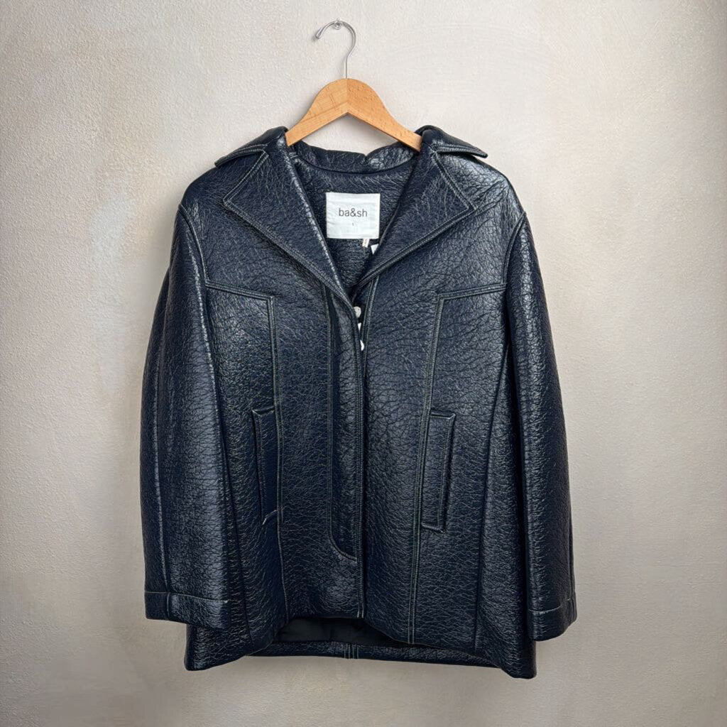 ba&sh, Crinkled Patent Zip Front Jacket, 1