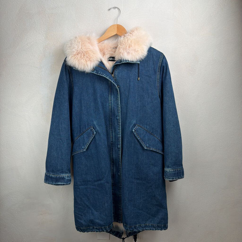 Julia & Stella, Denim Jacket Anorak w/ Fur Lining, S