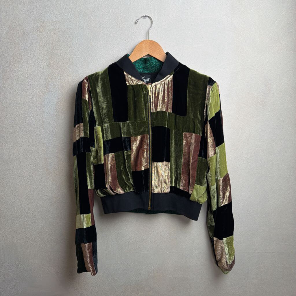 Mimi Liberte, Velvet Patchwork Bomber, 38